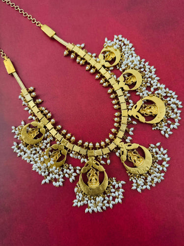 Jadau Kundan Necklace Set | Guttapusalu | Real Kemp Stones | Brass Base | No earrings | Gold Polish | Free Shipping | Ships from California